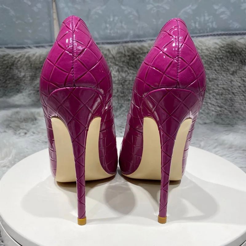 Tikicup Purple CrocEffect Women Sexy Pattern Extremely High Heels Slip On Pointed Toe Stiletto Pumps Ladies Chic Party Shoes