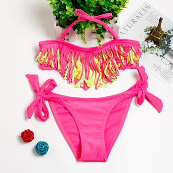 

Fashion Tassel Girls Swimwear Split Bikini Swimsuit Children Clothing Bodysuit Outfit For Baby Beach maillot de bain fille