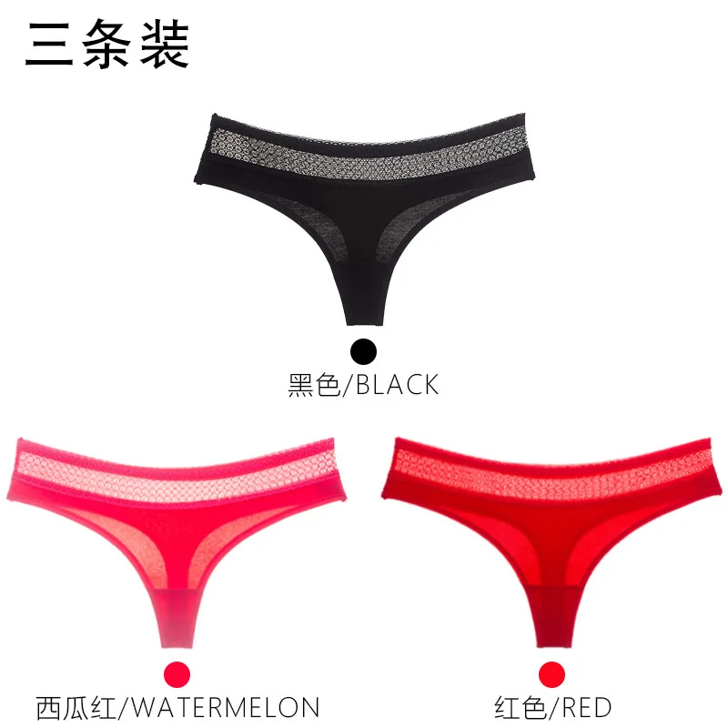 3Pcs Pure Cotton Soft Women's Sexy Lace Panties Thongs G Strings Seamless Underwear Women Panty Briefs Bikini Cotton Crotch - Цвет: Хаки