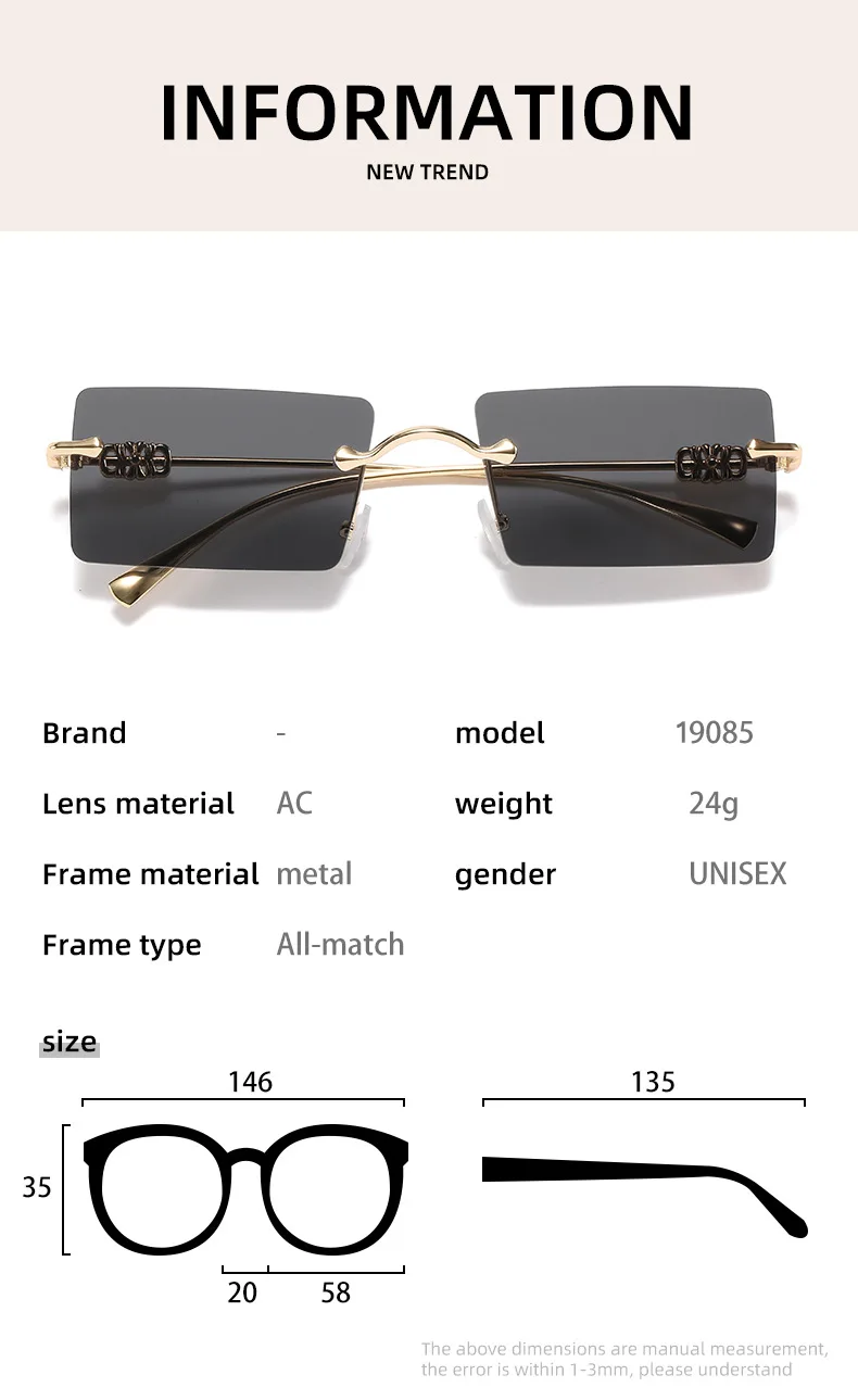 2021 Fashion Square Glasses Women Sunglasses Classic Vintage Metal Frame Eyeglasses Male Female Luxury Sun Glasses Uv400