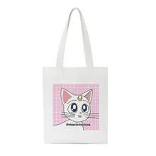 Сейлор Мун кошка милая сумка на плечо Harajuku мультфильм печати Холщовая Сумка Женская колледж милый японский хозяйственная сумка студенческая сумка