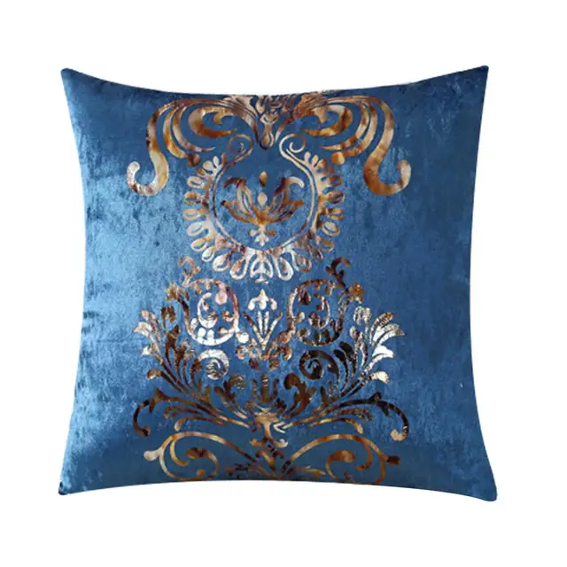 Meijuner Cushion Cover New Personality Bronzing flocking Pillowcase PlushThrow Pillowcase For Home Party Sofa Festival Decor Blue