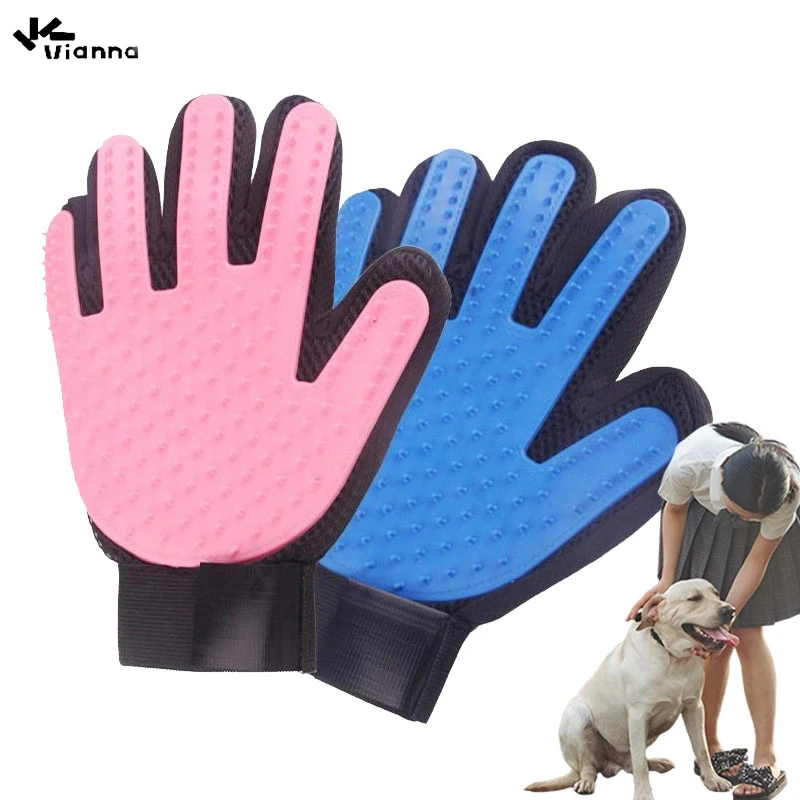 Vianna Pet Dogs Cats Grooming Gloves Mitten Deshedding Cleaning Animal