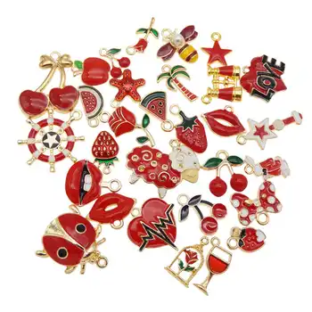 

Julie Wang 10PCS Enamel Charms Random Mixed Fruit Animal Flowers Alloy Pendants Necklace Earrings Jewelry Making Accessory