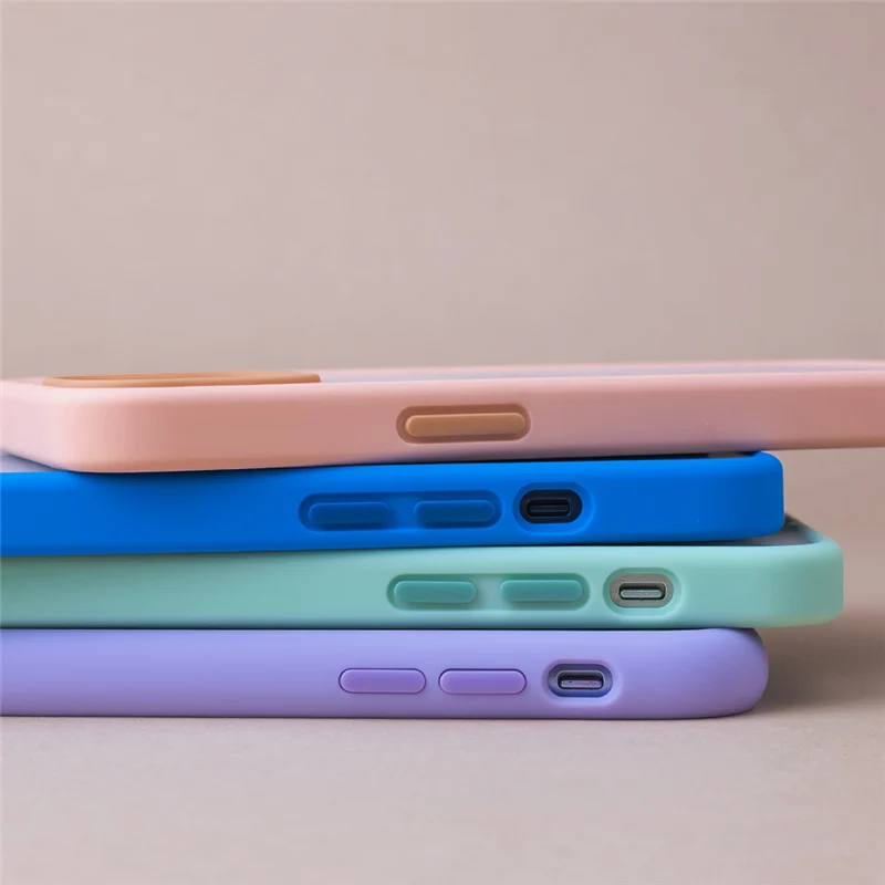 Shockproof candy colors bumper translucent case for iphone 11 13 Pro Max 12 12 Pro Mini X XR XS Max 7 8 Plus Protective cover