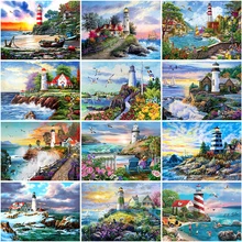 

5D DIY Diamond Painting Lighthouse Full Square Rhinestones Seaset Scenery Pictures Diamond Embroidery Mosaic Sale Home Decor