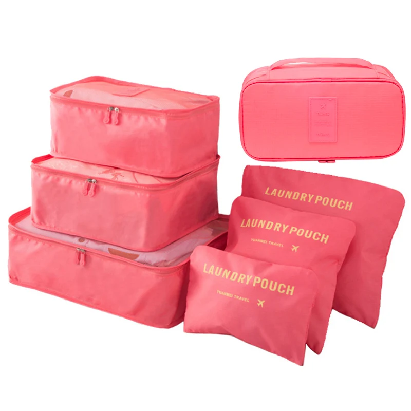 Дорожная сумка для хранения одежды сумка для хранения Чемодан дома сумка для хранения в шкафу 7 шт./компл - Цвет: Розовый