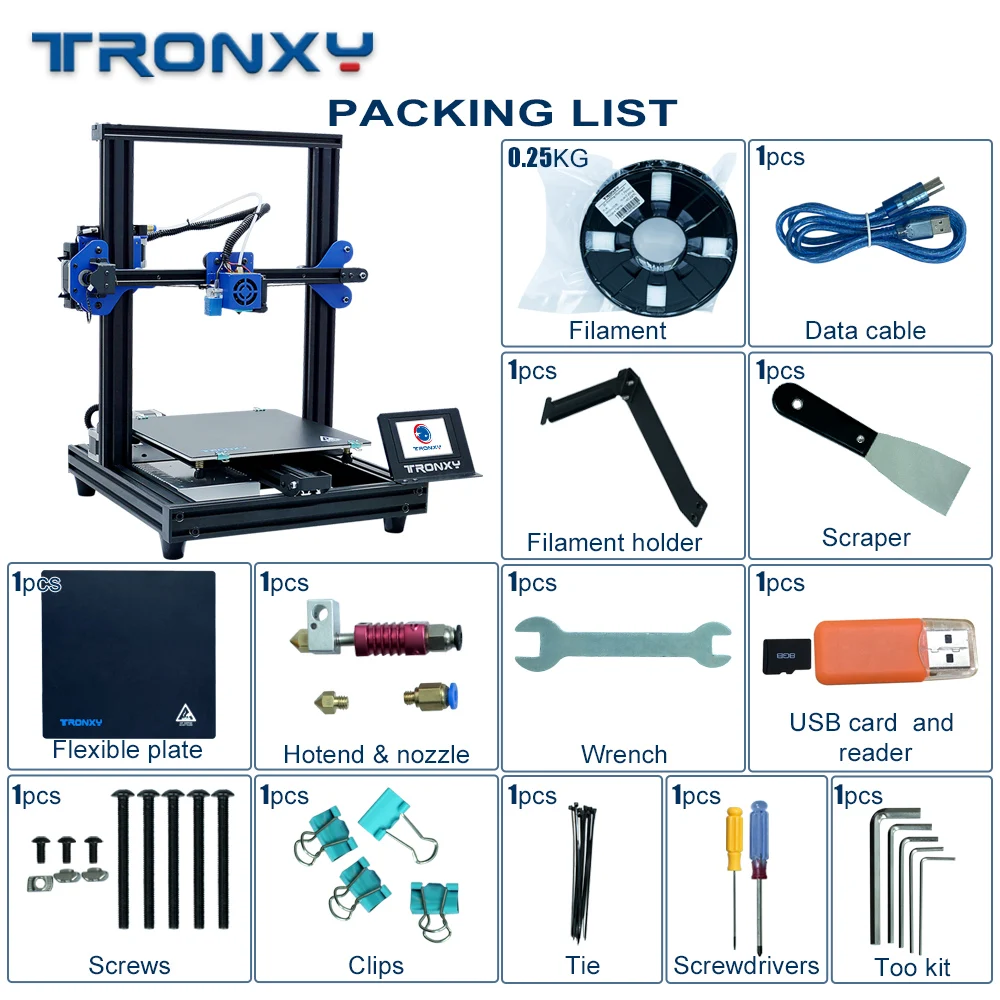 Tronxy 3d принтер XY-2 Pro с автоматическим выравниванием большой размер 3D печати 20 видов цветов PLA Drucker Impressora части DIY Kit высокая точность