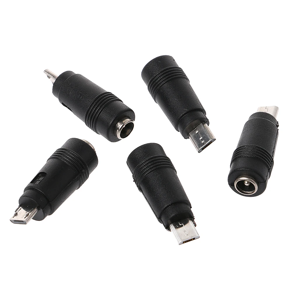 

5Pcs 5.5x2.1mm Female Jack to Micro USB Male Plug DC Power Connector Adapter