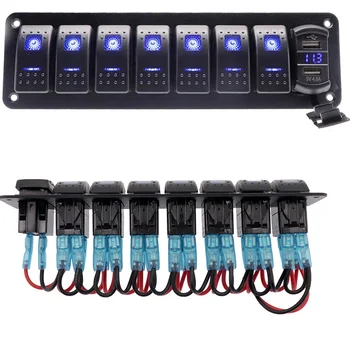

7 Gang ON/ OFF Boat Car Switch Panel with Dual USB Port LED Switch Panel for 12~24V