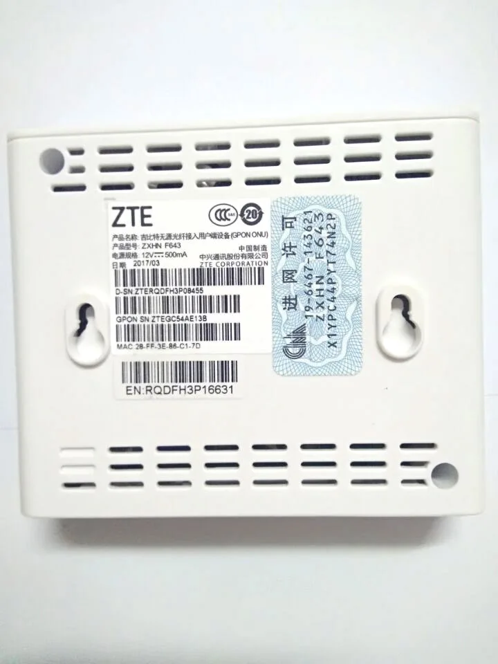 10 шт./лот ONU gpon zte ont FTTH fiberhome onu-модем f643 1GE gpon ONU ONT с английской версией без адаптера питания