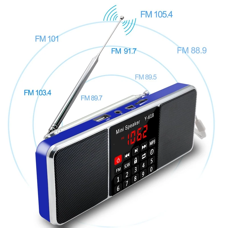 Многофункциональный цифровой fm-радио двойной динамик Mp3 музыкальный плеер Поддержка 3,5 мм наушники со светодиодным дисплеем/функцией таймера