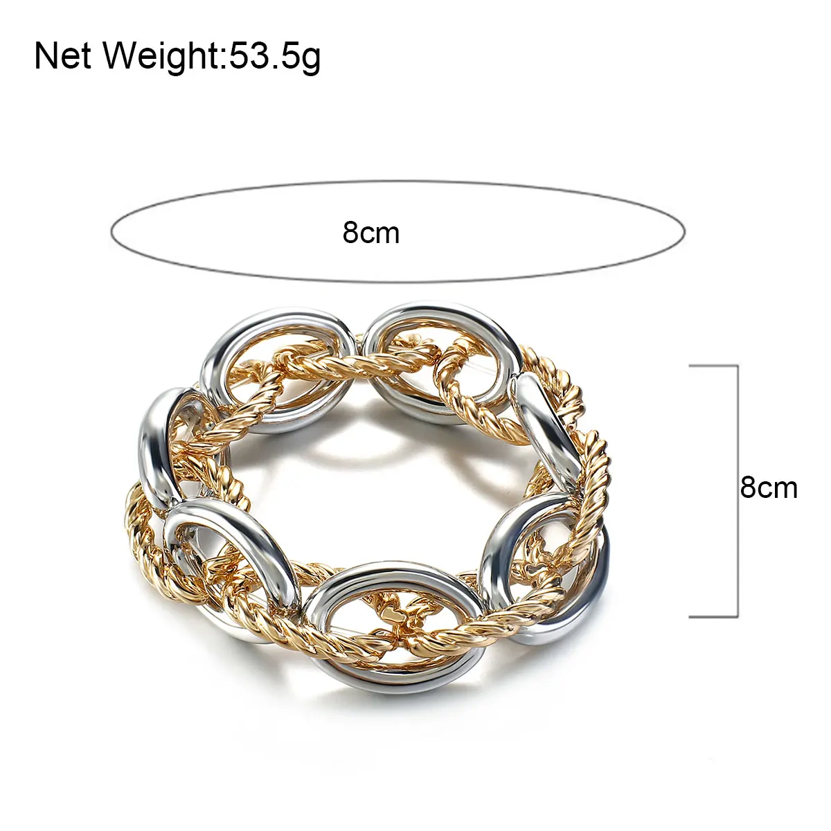 FLASHBUY Punk Fashion Thick Twist Chain Bracelets for Women Men Statement Chunky Metal Chain Bracelet Chic Jewelry