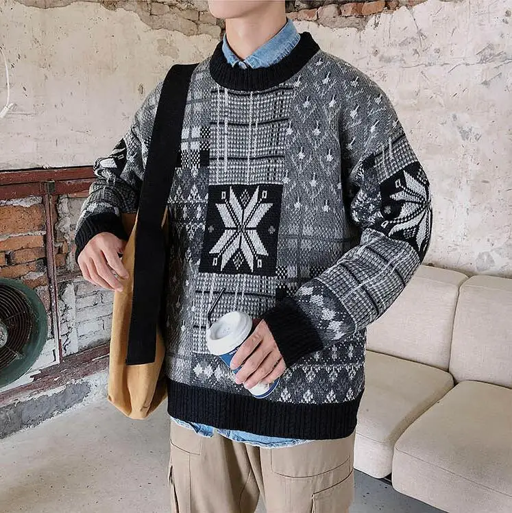 RUIHUO, японский зимний мужской свитер, Уродливый Рождественский свитер, мужское зимнее пальто, пуловер и свитеры для мужчин,, осенняя одежда XXL - Цвет: Gray