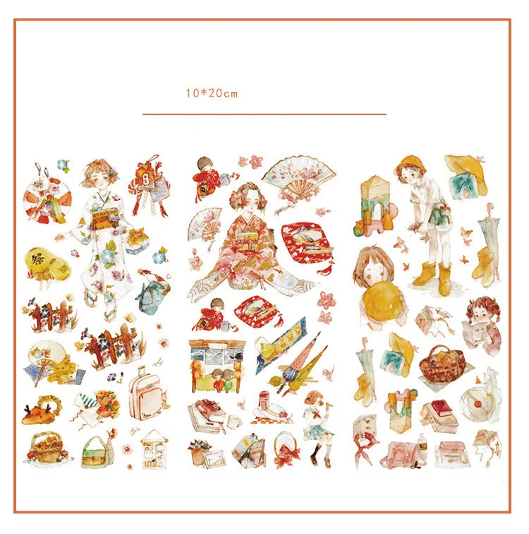 

3pcs/lot Kawaii Tokyo Girl Journal Decorative Stickers set Scrapbooking Stick Label Diary Japanese Stationery Album Stickers
