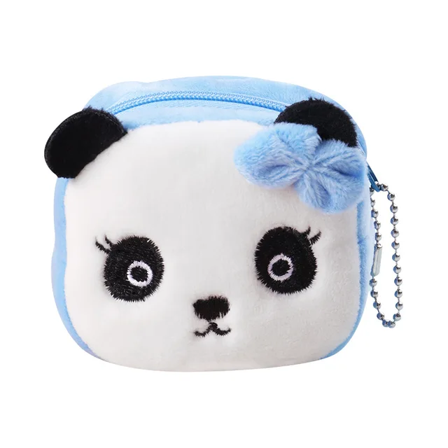 Mini Cartoon Animal Head Panda Frog Strawberry Cubic Coin Purse Bag Key Case Kawaii Plush Toys Stuffed Toy Birthday Student Gift 5
