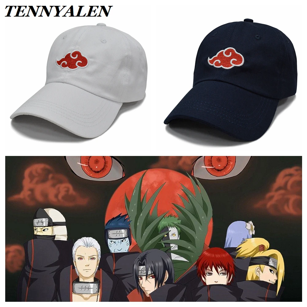 

Cotton Anime Cap Naruto Cosplay Akatsuki Cosplay Props Red Cloud Sun Hat Unisex Baseball Cap Adult and Child 6 colors new style