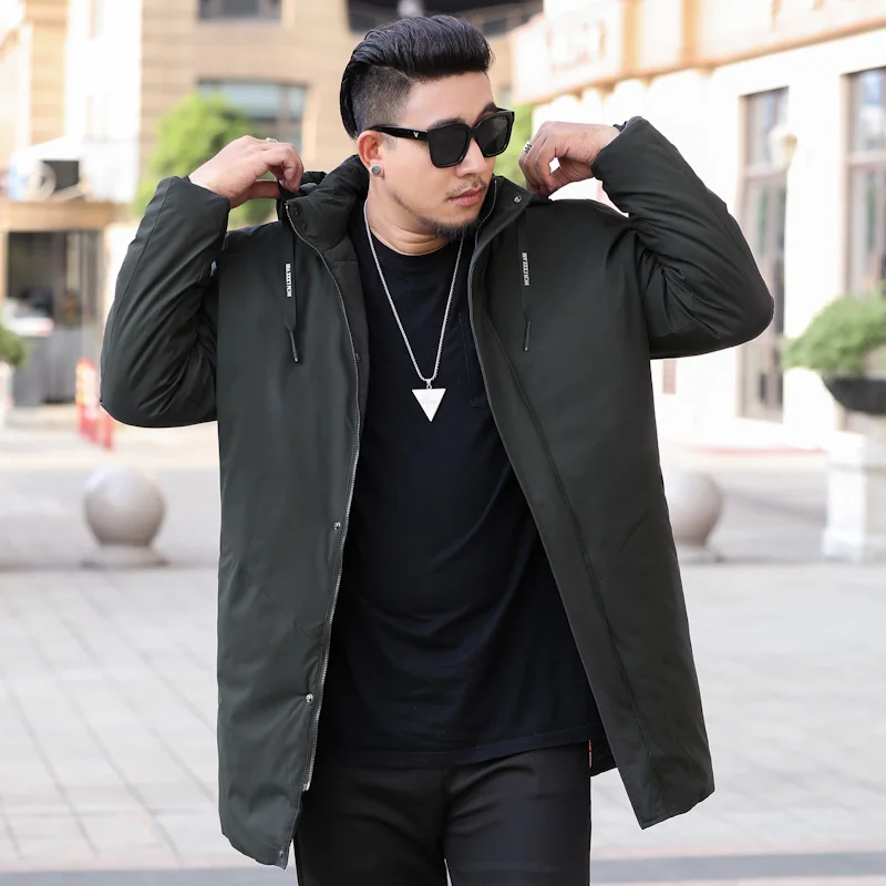 Большие размеры 10XL 8XL 6XL 5XL брендовая зимняя хлопковая стеганая длинная куртка с капюшоном мужские толстые толстовки парка пальто Мужская стеганая куртка пальто - Цвет: Армейский зеленый