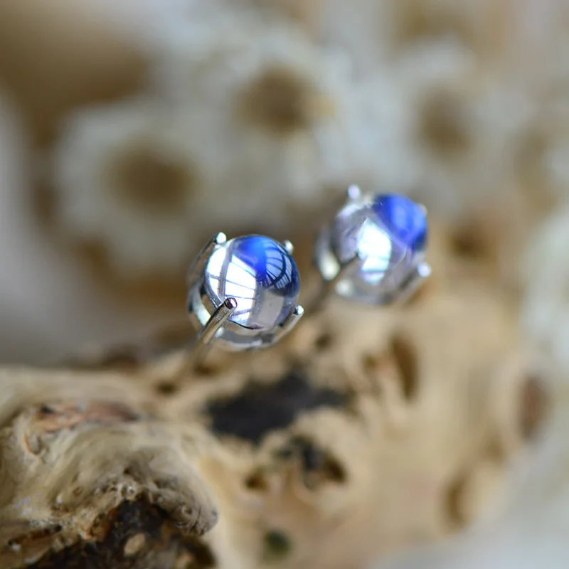 Bague Ringen модные серебряные 925 серьги-гвоздики с 6-11 мм круглыми лунными камнями серьги-гвоздики для женщин подарок на свадьбу
