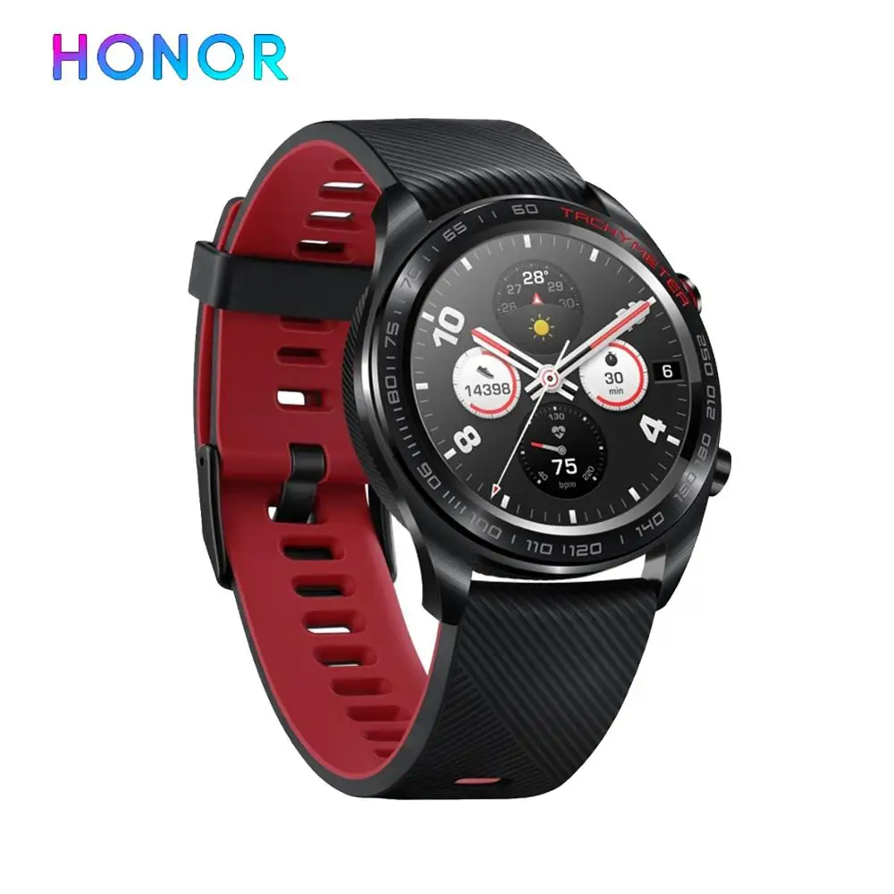Black Huawei Honor Watch Magic Smart Watch GPS WaterProof Heart Rate Tracker Sleep Tracker Working 7 Days Message Reminder - Цвет: Black