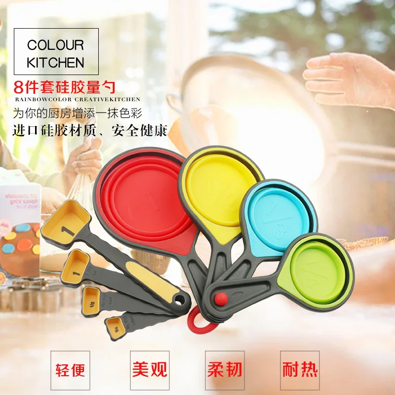 Epoxy Silicone Mould 8 Pieces Bakery Appliances Kitchen Mold 4-Piece Measuring Cup and Spoon Set