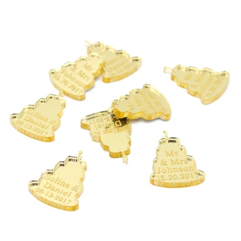 

60 Pcs Personalized Engraved Name Gold Mirror Cake Decoration Birthday Cake Baby Shower DIY Wedding Party Table Confetti Favors