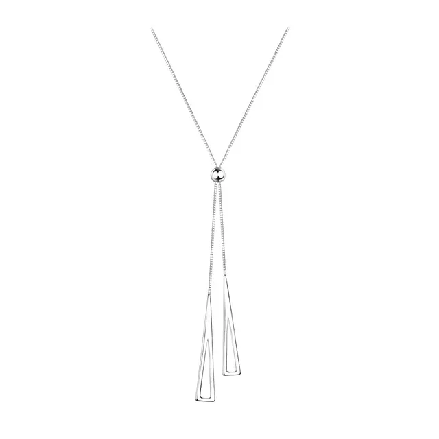 LIVVY Silver Color Triangle Pendant Necklace  Female Simple Clavicle Chain Elegant Temperament Gift Jewelry Silver-N0235
