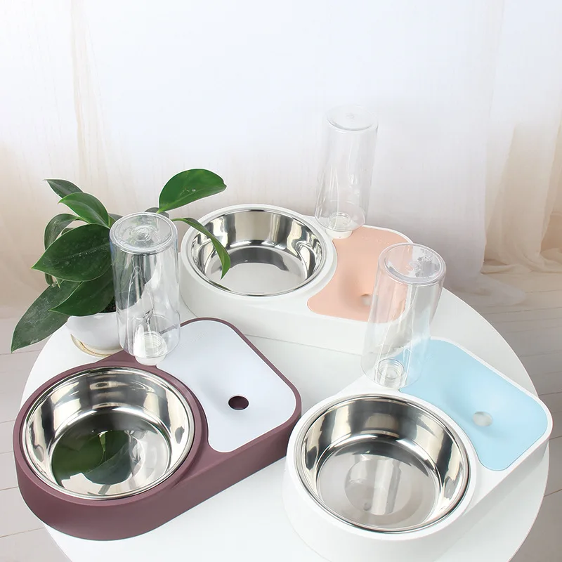 Pet Feeder Water Dispenser Automatic Cat Dog Drinking Bowl Dogs Feeder Dish Cat Feeding Watering Supplies Stainless Steel Dishes