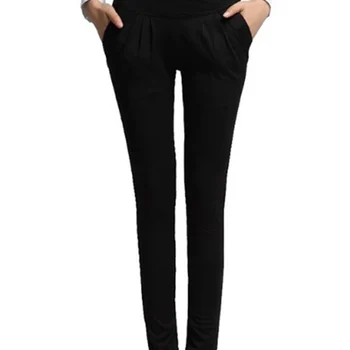 

Women's Summer Trouser High Waist Elasticity Pants Fashion Full Length Pocket Plus size 2XL Loose Casual Harem Pants