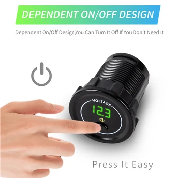 

Waterproof Motorcycle Boat Car 12V 24V Voltmeter LED Digital Display Voltage Meter with ON OFF Switch Low Voltage Alarm