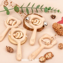 

WEMMICKS Baby Wooden Rattles Molar Toys Wooden Ring Grip Ability Training Toys Kid Montessori Educational Toy Attract Attention