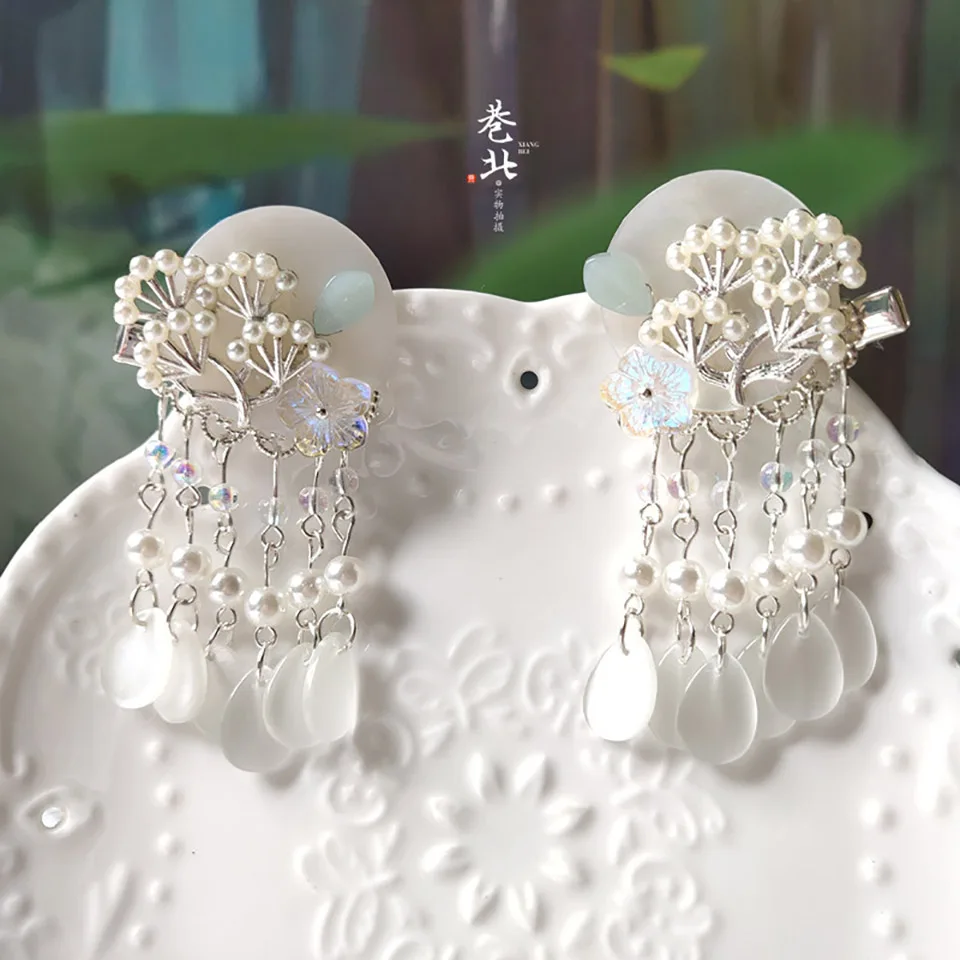 Ancient style Hanfu accessories hairpin girl small fresh shell cat eyes pair clip Han element wedding bridal hair accessories