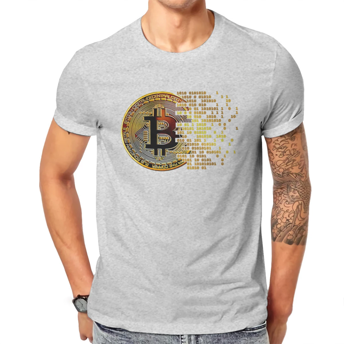 暗号暗号通貨私はビットコインアート Tシャツクラシックグラフィックメンズ Tシャツトップスルーズコットンクルーネック Tシャツ