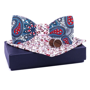

Novelty Fashion Bow Ties for Men Women Best Quality Classic Wood Bow Tie 3D Handmade Brooch Butterfly Wood Bow Tie Set