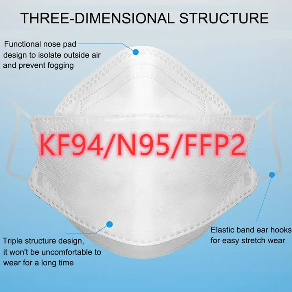 

KF94 Face Mask 3-Layer Protective N95 Face Mask FFP2 Mouth Face Mask Protection against Droplet Dust practical