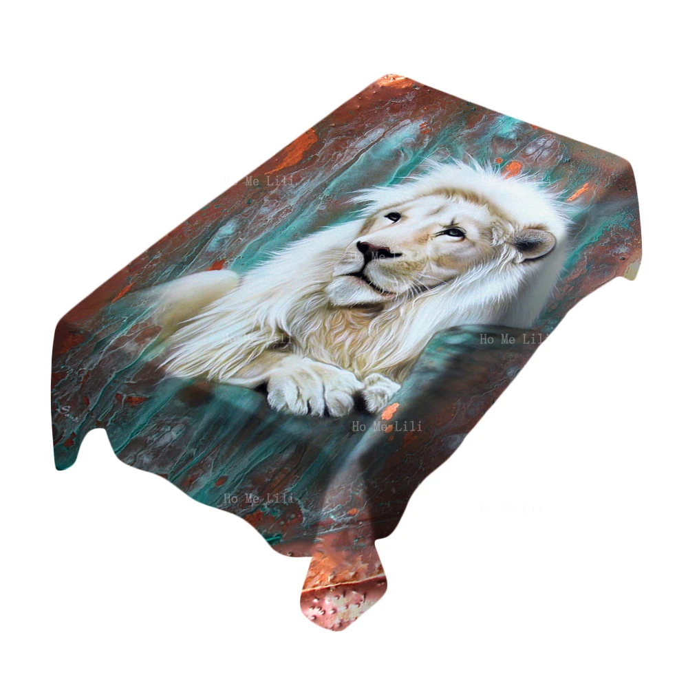 

Copper White Lion Face Modernism Animal Watercolour Idea Rectangular Tablecloth By Ho Me Lili Stain Resistant Washable