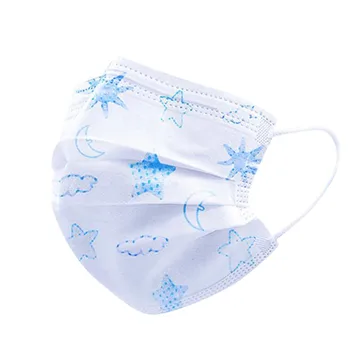

50pc Kids Facemask Disposable Maske Fabric Children 3ply Non-woven Design Mascarillas Elastic Earloop Dustproof Mouth-muffle