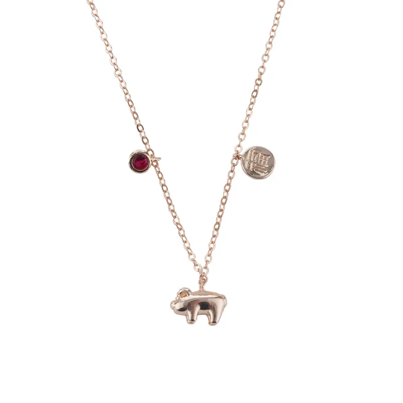 

Joseph South Korea Dadongmen Celebrity Style Mini Gold Pig Necklace Year of Fate Chinese Zodiac Pendant Real Gold Electroplated