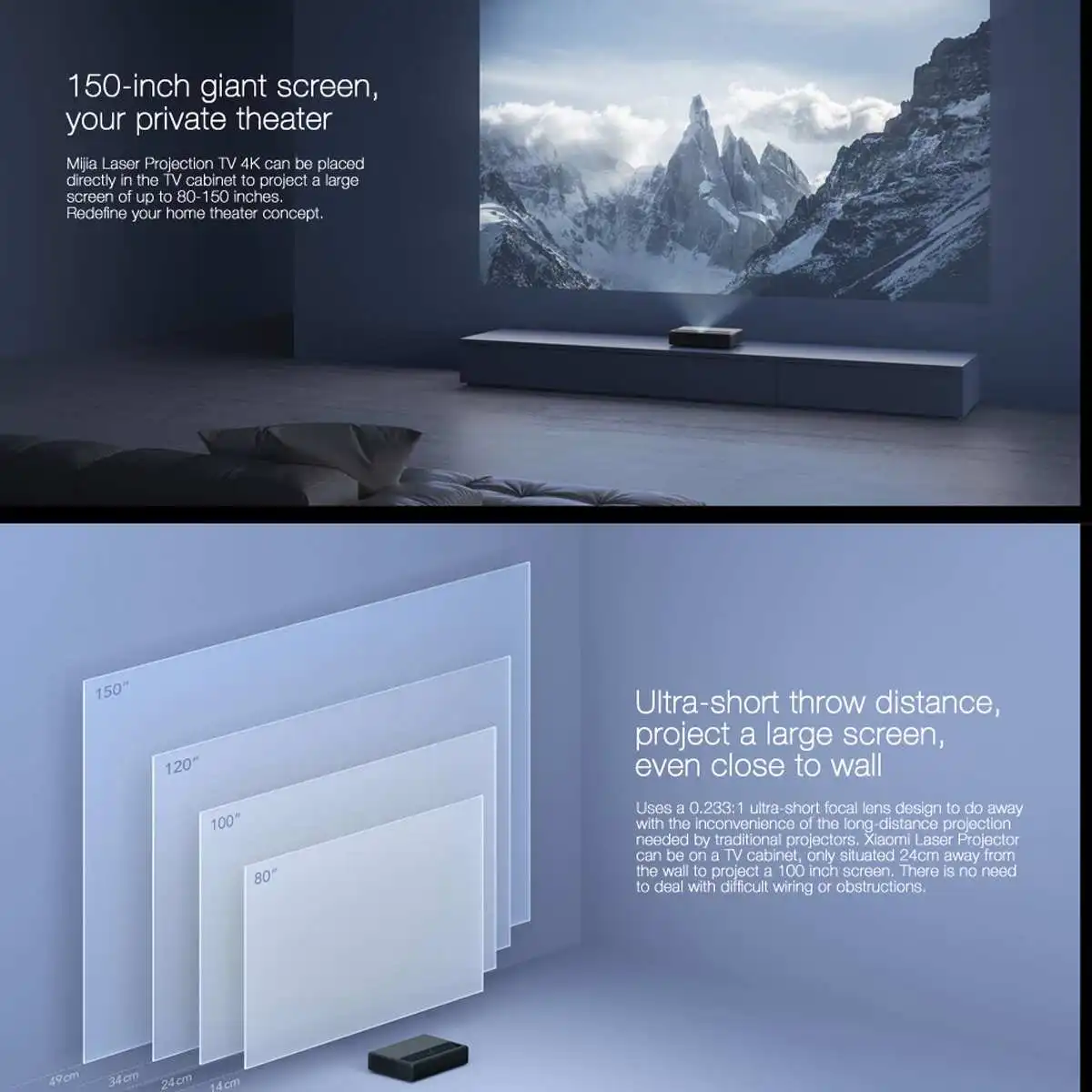 Xiaomi mjgtyds03fm MIUI TV 2 Гб 16 лазерный проектор HDR ТВ 4K bluetooth Wi Fi 3D домашний кинотеатр с