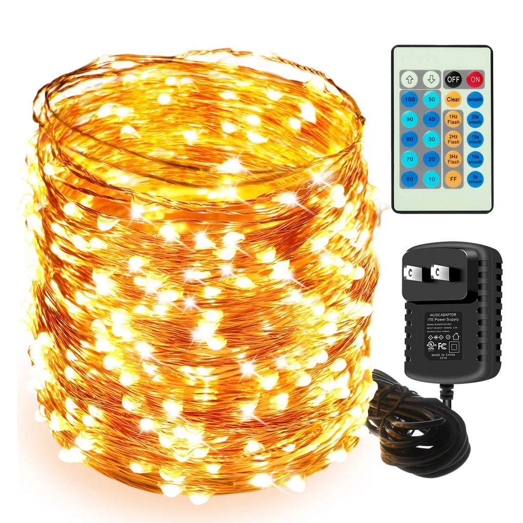 

Led String Lights 30m 50m 100m Street Garland Light Outdoor Christmas Fairy Lights Warm White Starry Light+Adapter+24 Key Remote