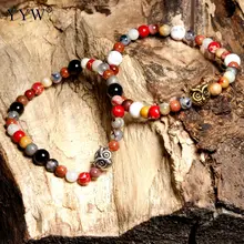 Натуральный камень бусины браслет для женщин Сова браслет Цвет Гладкие бусины Bnagle этнические народные украшения Pulseiras Bijoux подарки