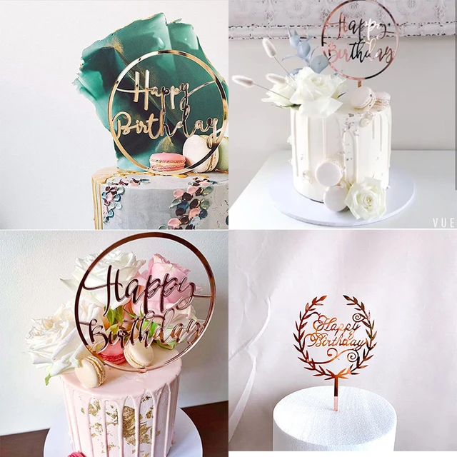 Golden Mirror Acrylic English Letter Set Cake Topper Cake Decorations Happy  Birthday Uppercase Wedding Party Cupcake Insert Flag - AliExpress