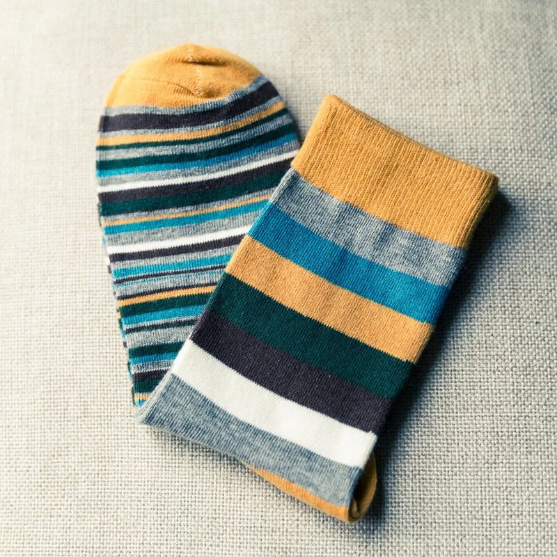 Новые Носки мужские модные хлопковые носки в Хроматическую полоску мужские носки для зимы счастливые носки подарок для мужчин носки зимние теплые носки для мужчин - Цвет: 3pairs mix color