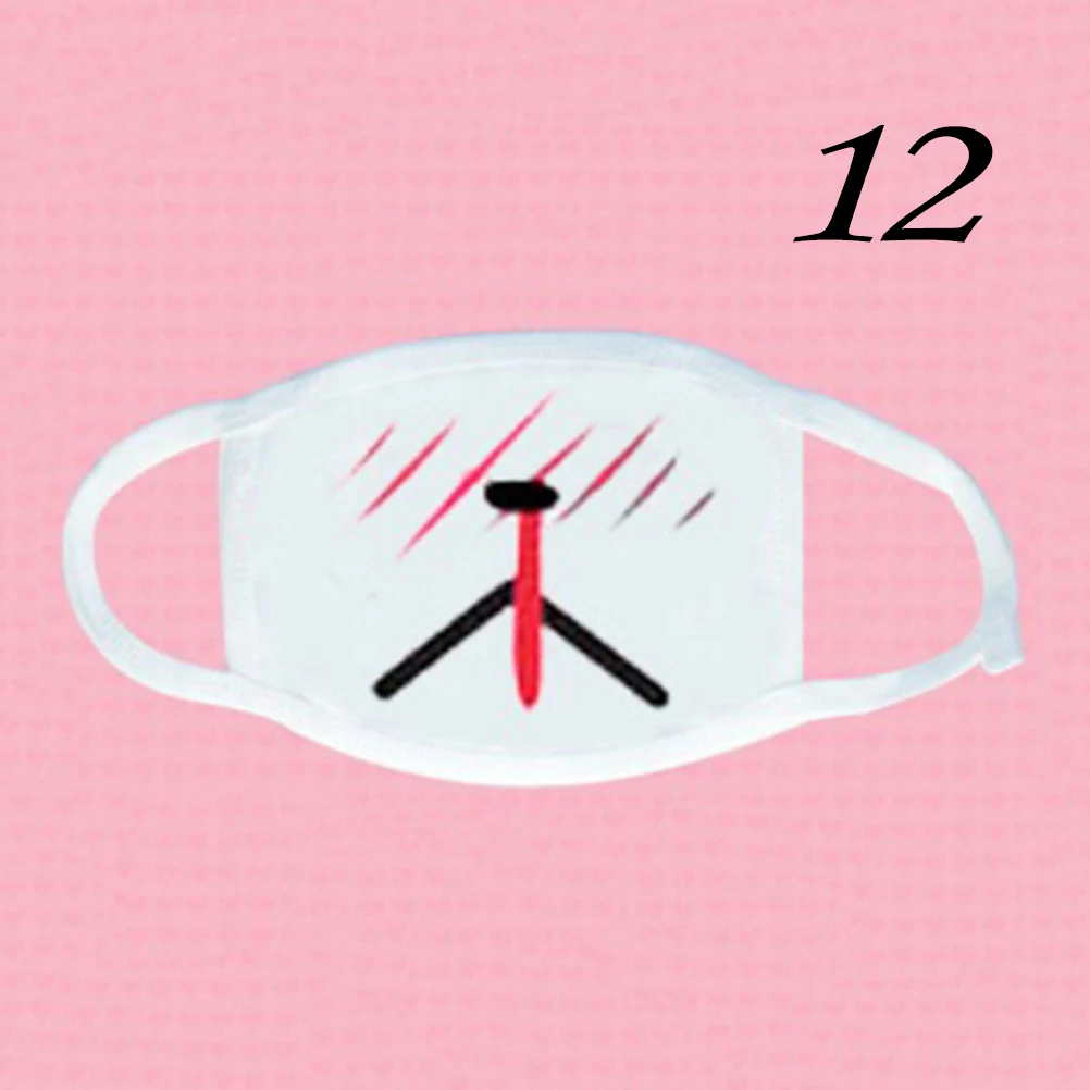 Kawaii, противопылевая маска, хлопковая маска для губ, милый аниме, мультяшная маска для лица, смайлик, 1 шт - Цвет: 12