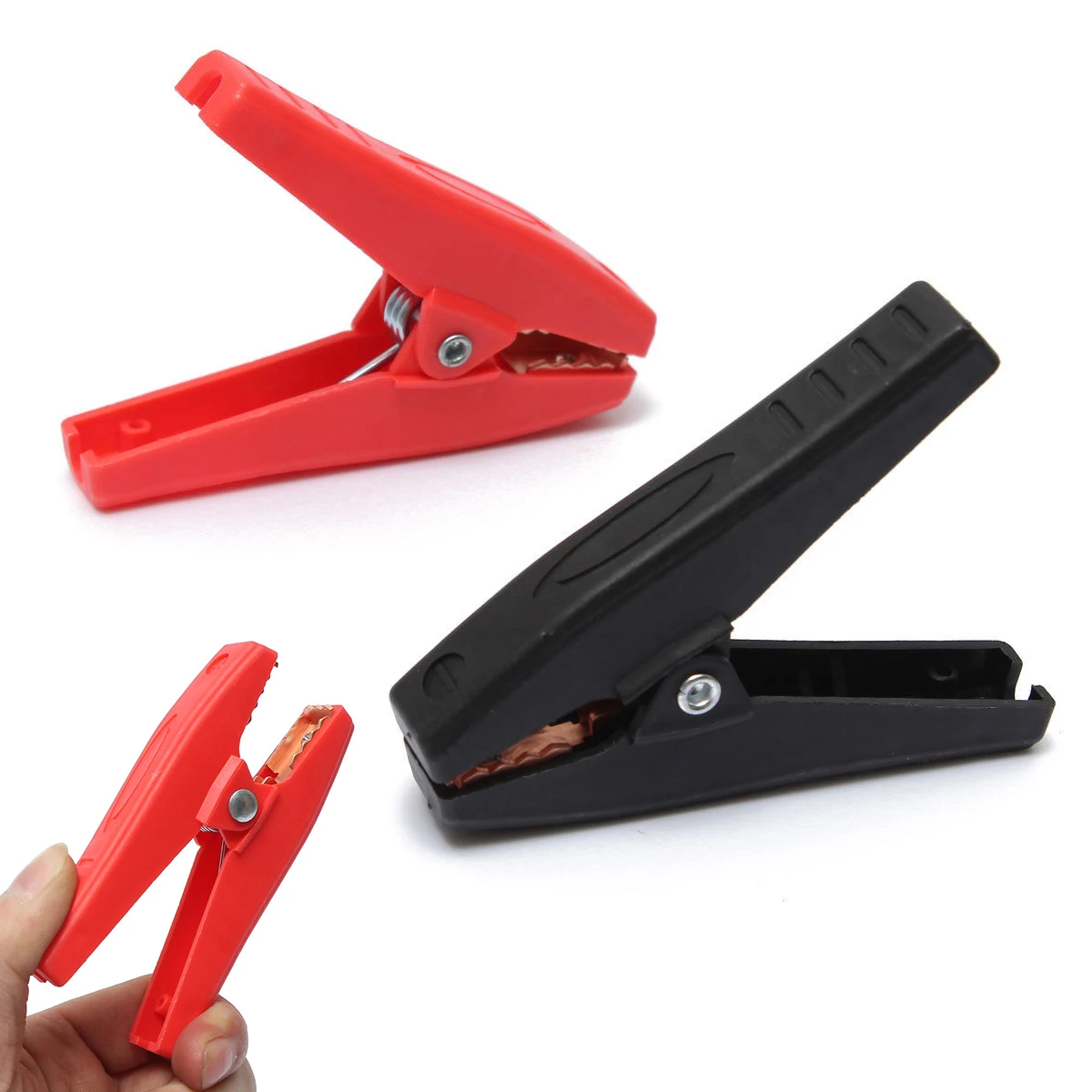 2pcs Durable 100A Insulated Crocodile Alligator Clip Car Battery Red Black Plastic Electrical Clips Clamps 90mm Length alligator clips