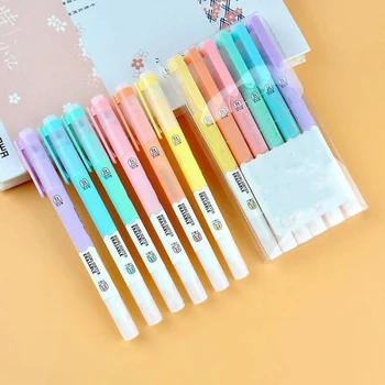 

6Pcs/set Erasable Double Head Highlighters Art Markers Highlighter Pen Fluorecent Pen Student note marker for Graffiti Drawing