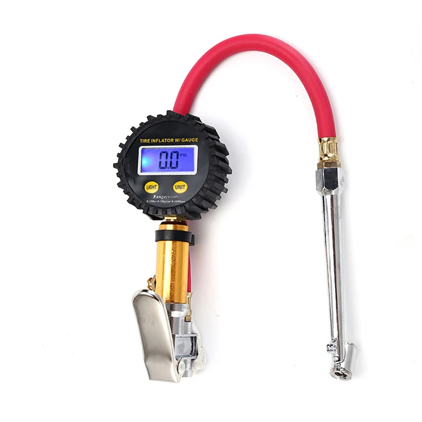 Digital Tire Pressure Gauge with Dual Chuck Nozzle Inflator for Car Truck PSI KPa Bar Kgf/cm2 Unit Conversion | Инструменты