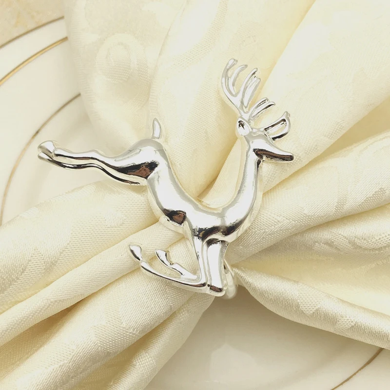 6PCS Napkin Rings in Elk Deer Shape Decorative Table Napkin Rings for Christmas Wedding Parties Everyday Use