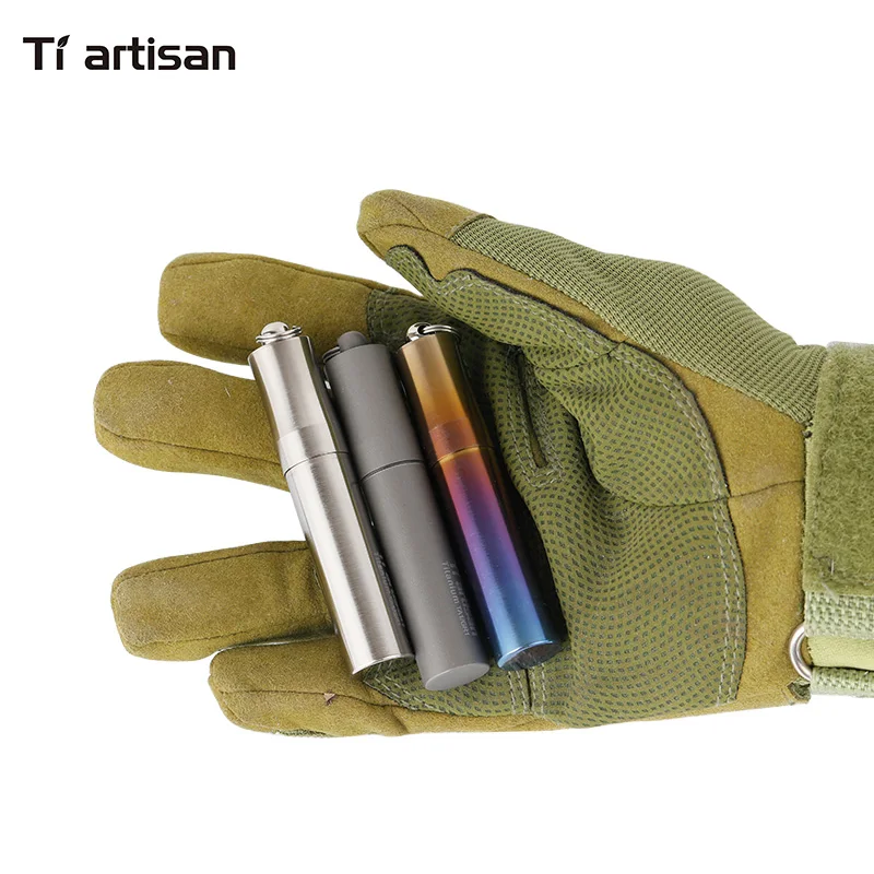 Tiartisan Outdoor Titanium Medicine Box Compact Titanium Keychain Pill Fob Holder Camping Edc Titanium Waterproof Pill Case