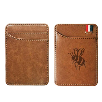 

Classic Bee Design Leather Wallet Charm Men Women Money Clips hard-working Card Purse